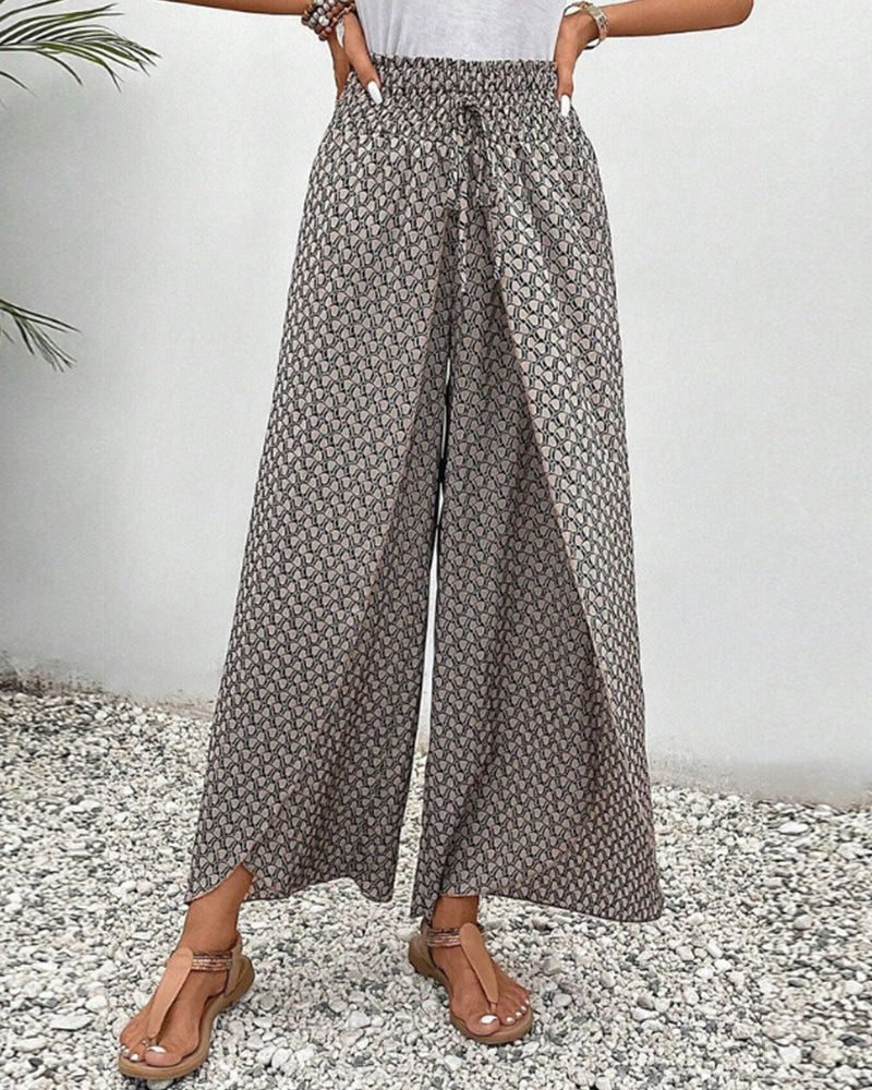 Women's Wide Leg Printed Pants with Elastic Waistband 3