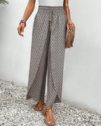 Women's Wide Leg Printed Pants with Elastic Waistband 4