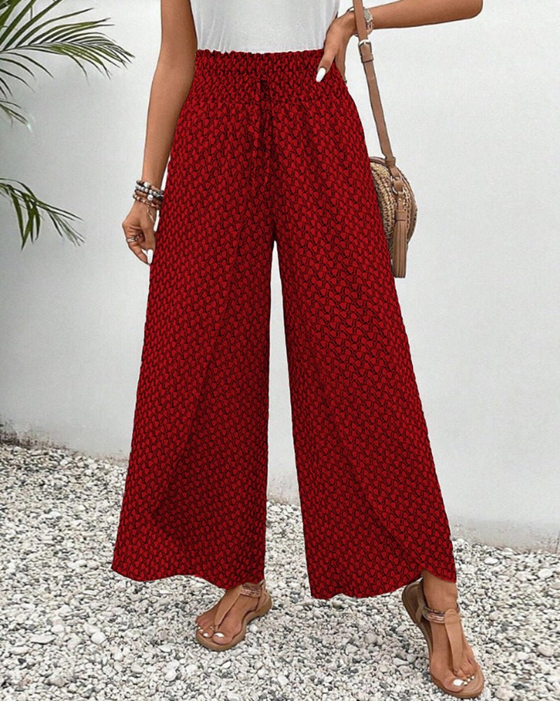 Women's Wide Leg Printed Pants with Elastic Waistband 5