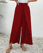 Women's Wide Leg Printed Pants with Elastic Waistband 7