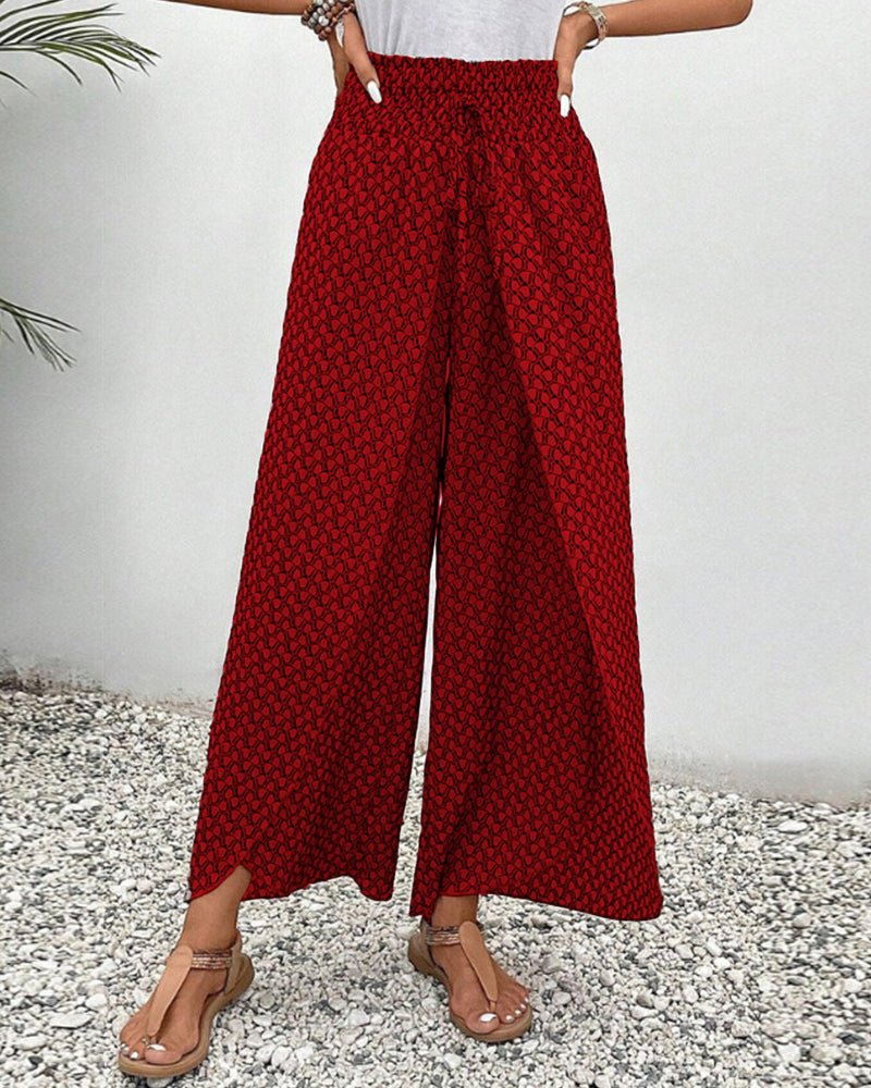 Women's Wide Leg Printed Pants with Elastic Waistband 7