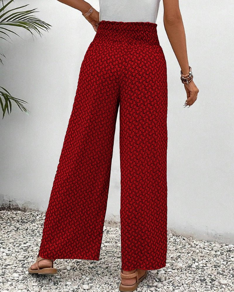 Women's Wide Leg Printed Pants with Elastic Waistband 8