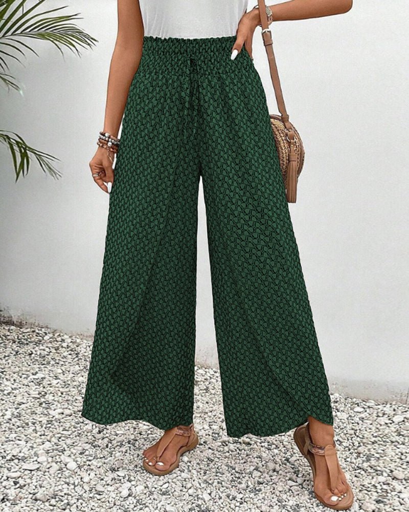 Women's Wide Leg Printed Pants with Elastic Waistband 9