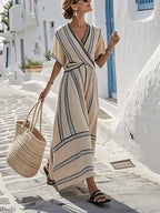 Women's Woven Maxi Dress with Long Sleeves 2