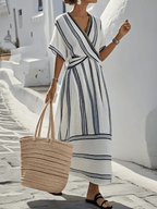 Women's Woven Maxi Dress with Long Sleeves 4