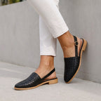 Women's Woven Slingback Flats with Adjustable Ankle Strap and Pointed Toe 3