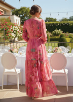 Women's Wrap Maxi Dress with Tiered Hem and Long Sleeves 3