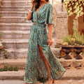 Women's Wrap Maxi Dress with V-Neckline and Tie Waist 1