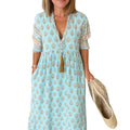 Women’s 3/4 Sleeve Midi Dress with Pockets and Tiered Hem 0