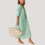Women’s 3/4 Sleeve Midi Dress with Pockets and Tiered Hem 3