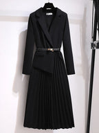 Women’s A-Line Midi Dress with Belt and Pleated Skirt for Summer and Formal Events 3