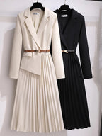 Women’s A-Line Midi Dress with Belt and Pleated Skirt for Summer and Formal Events 4