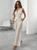 Women’s Asymmetric Loungewear Set with Sleeveless Top and Wide Leg Trousers 0