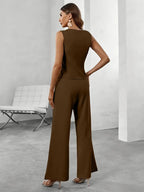 Women’s Asymmetric Loungewear Set with Sleeveless Top and Wide Leg Trousers 5