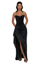 Women’s Beaded Corset Maxi Dress with Tulle Overlay and Thigh-High Split 1
