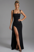 Women’s Bodycon Slip Maxi Dress with Open Back and Side Slit 0