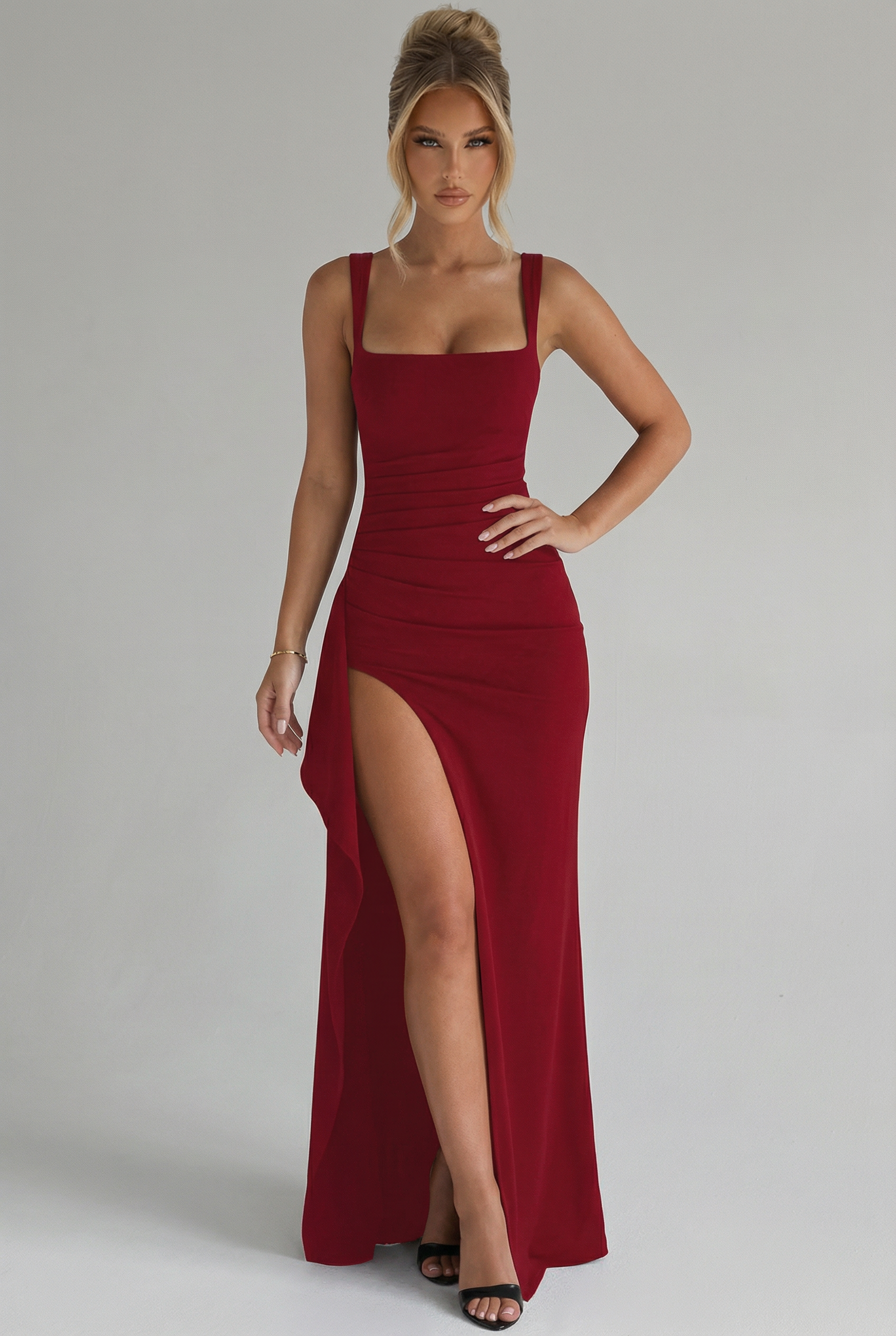 Women’s Bodycon Slip Maxi Dress with Open Back and Side Slit 4