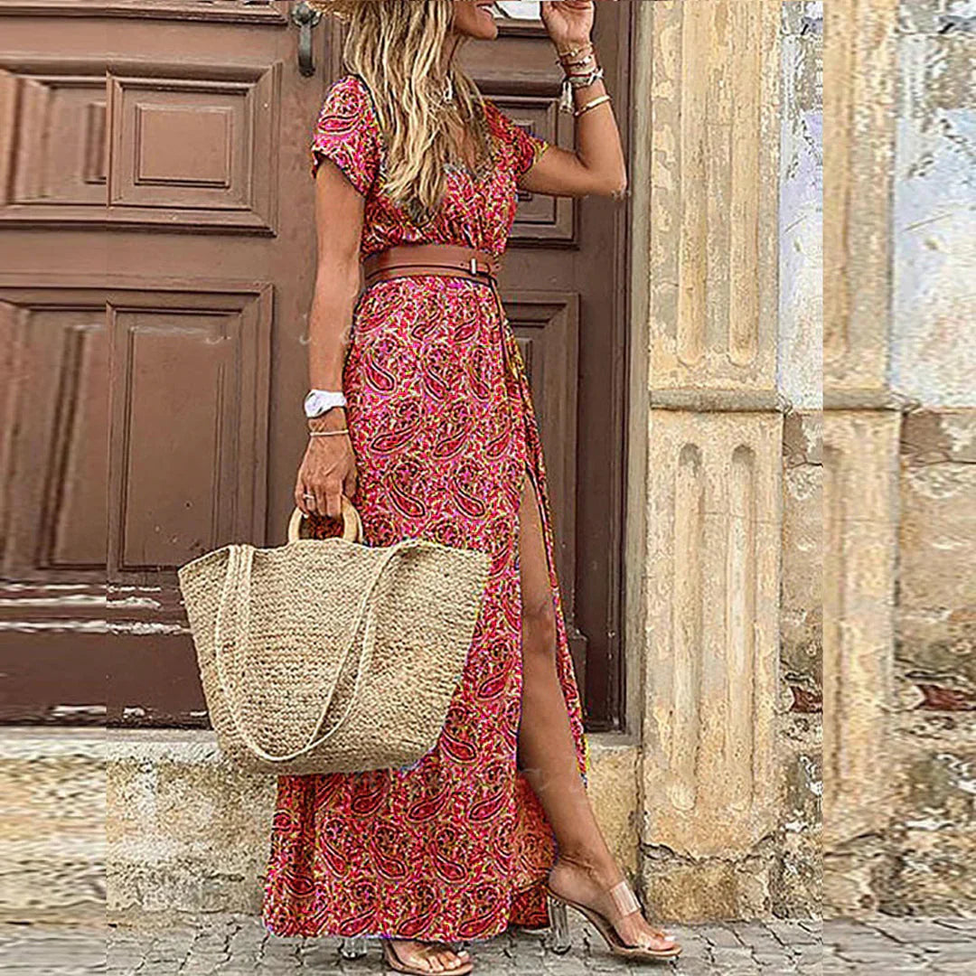 Women’s Boho Maxi Dress with Flowing Silhouette and Pull-On Closure 3