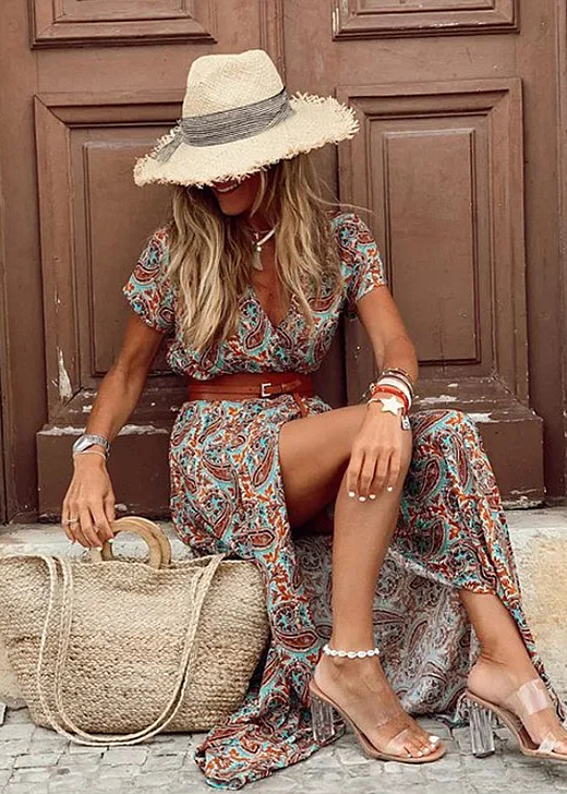 Women’s Boho Maxi Dress with Flowing Silhouette and Pull-On Closure 6