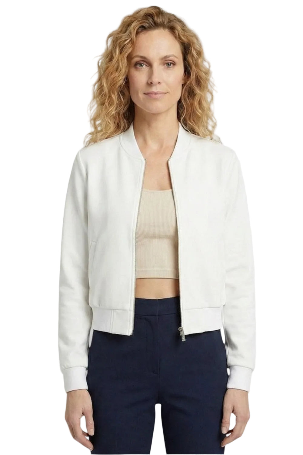 Women’s Bomber Jacket with Zip Fastening and Structured Shape 0