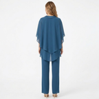 Women’s Chiffon Two-Piece Trouser Set with Asymmetric Top 1
