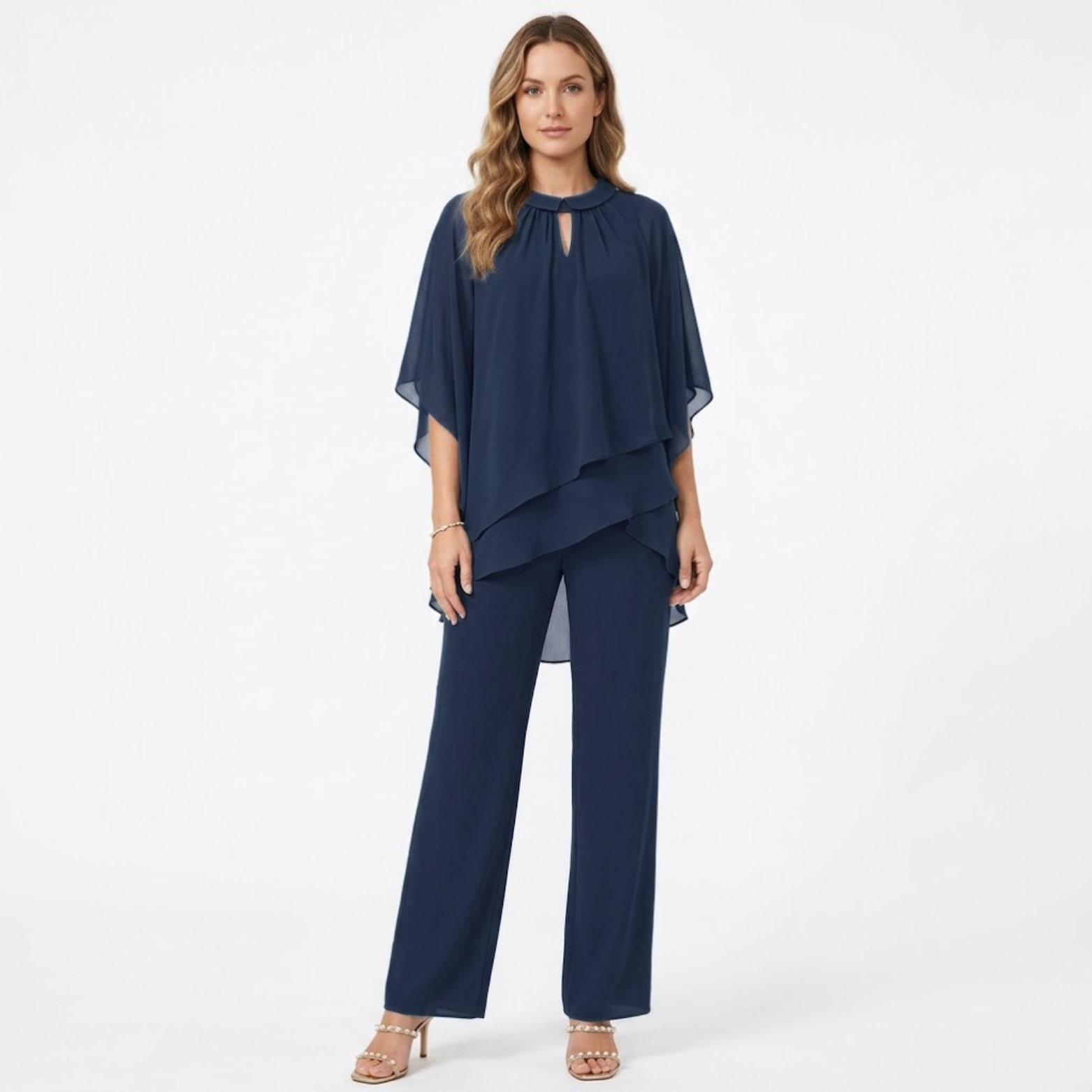 Women’s Chiffon Two-Piece Trouser Set with Asymmetric Top 3