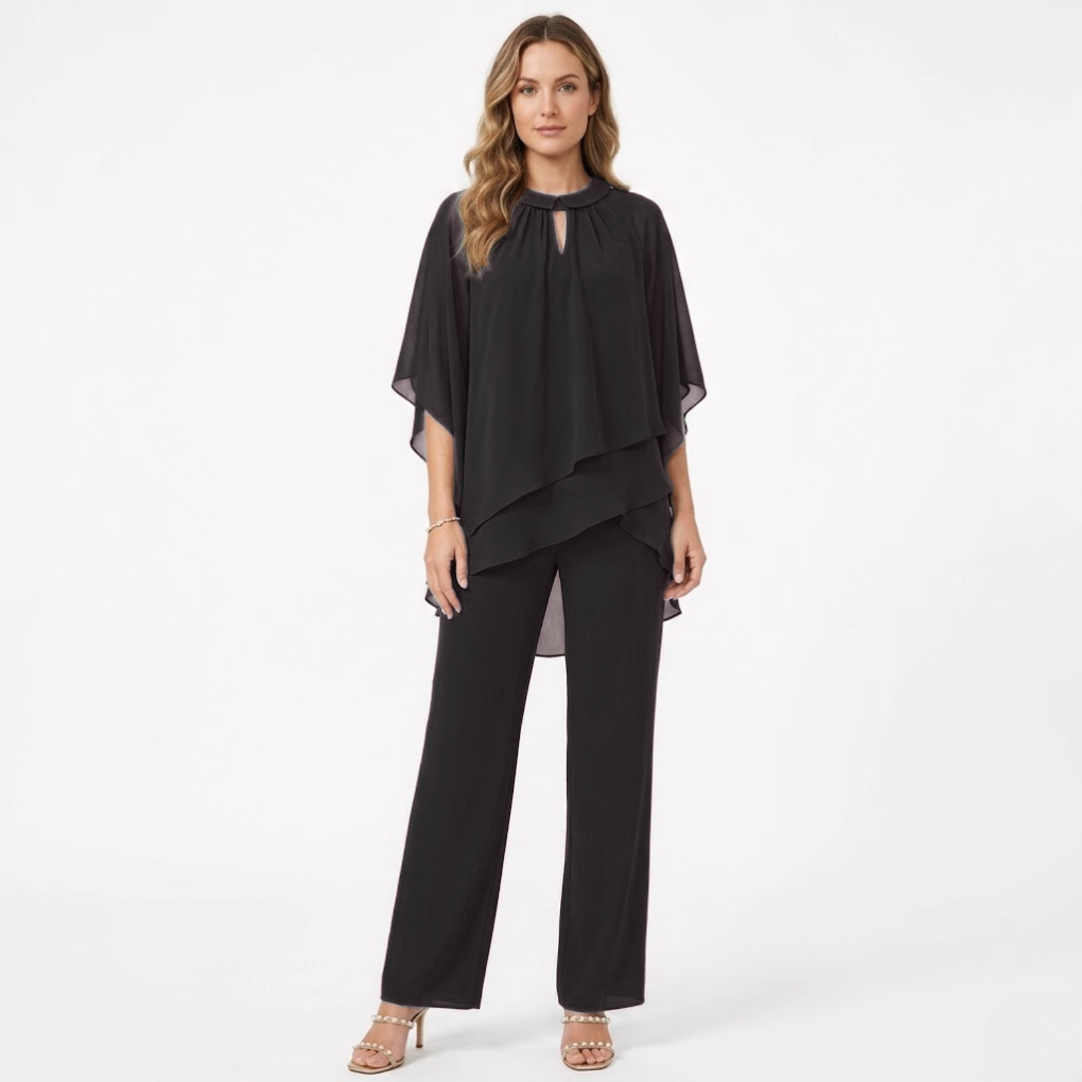 Women’s Chiffon Two-Piece Trouser Set with Asymmetric Top 4