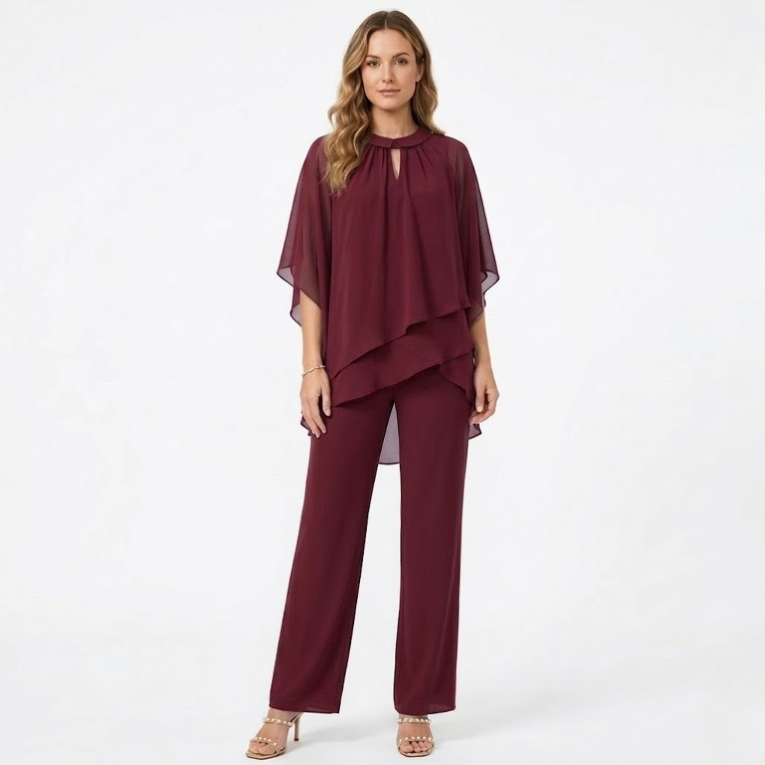 Women’s Chiffon Two-Piece Trouser Set with Asymmetric Top 6