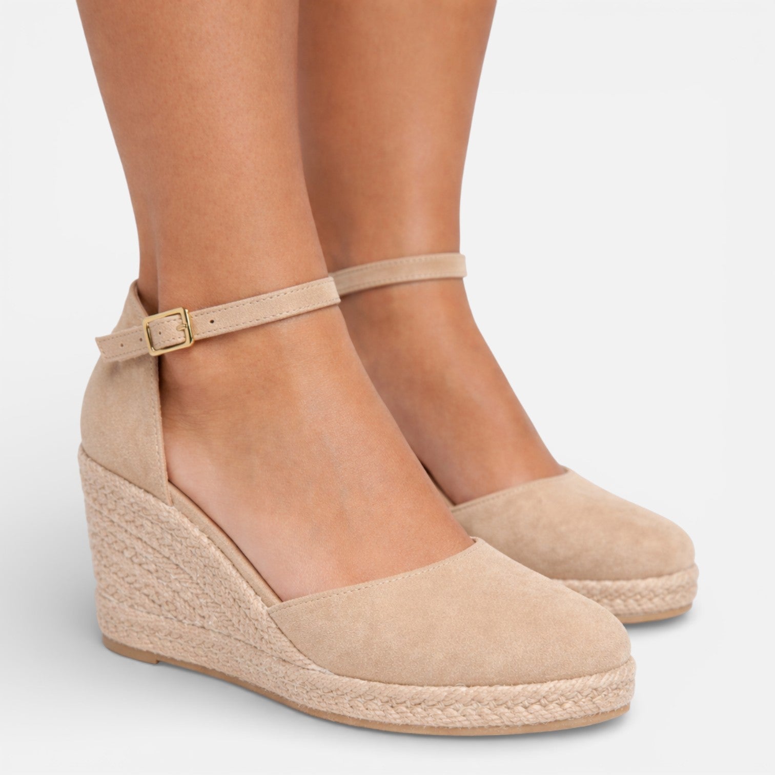 Women’s Closed Toe Wedge Sandals with Ankle Strap and Espadrille Finish 1