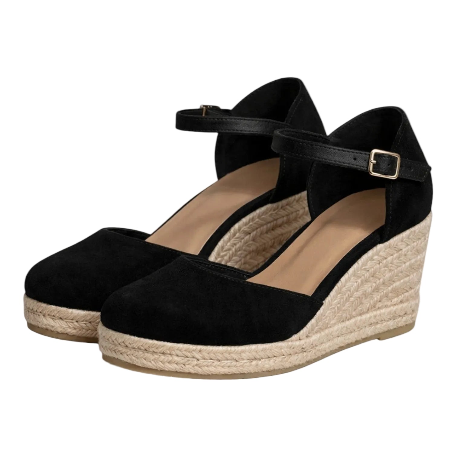 Women’s Closed Toe Wedge Sandals with Ankle Strap and Espadrille Finish 7