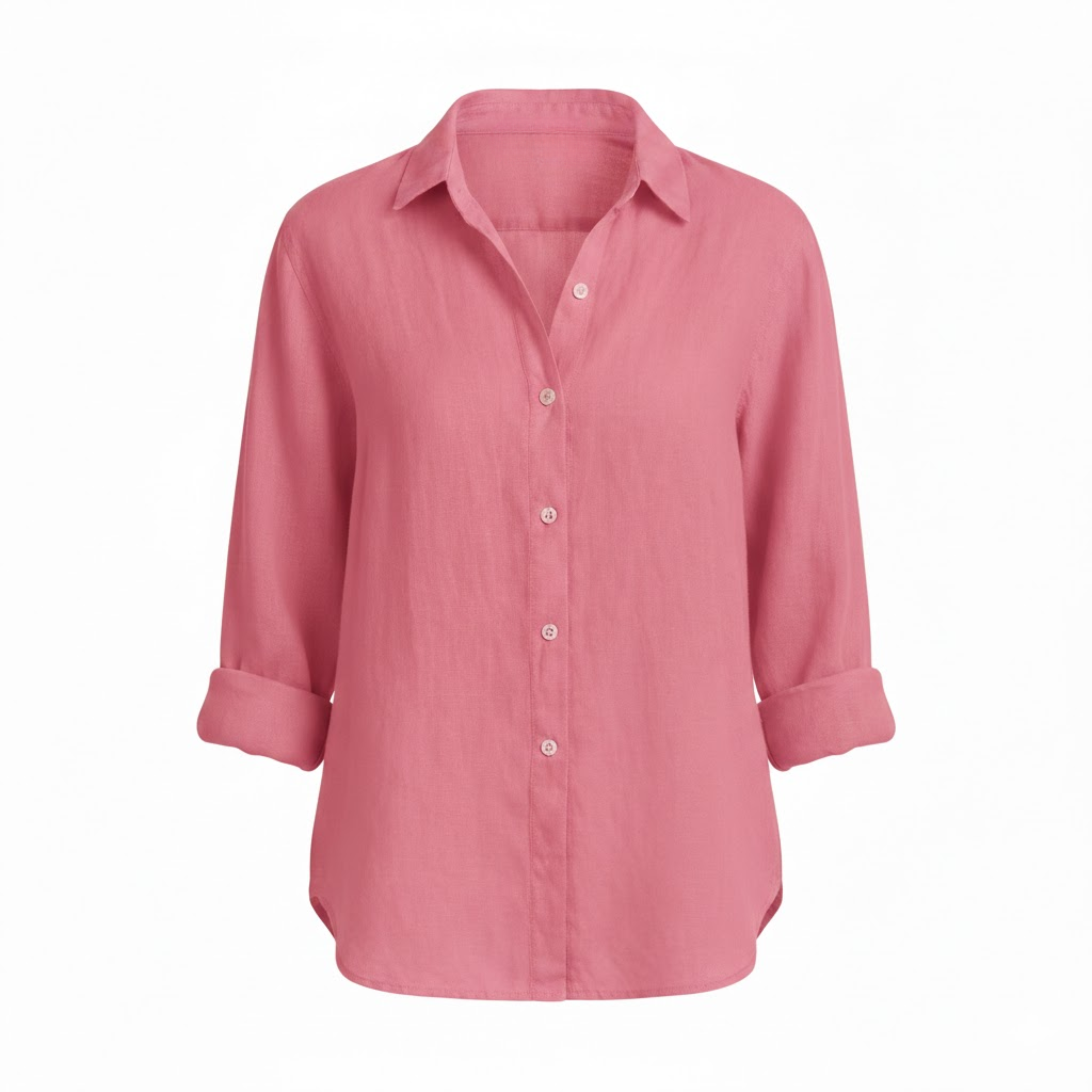 Women’s Cotton Linen Half Sleeve T-Shirt with Turn-Down Collar 5