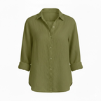 Women’s Cotton Linen Half Sleeve T-Shirt with Turn-Down Collar 6