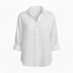 Women’s Cotton Linen Half Sleeve T-Shirt with Turn-Down Collar 7