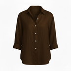Women’s Cotton Linen Half Sleeve T-Shirt with Turn-Down Collar 8