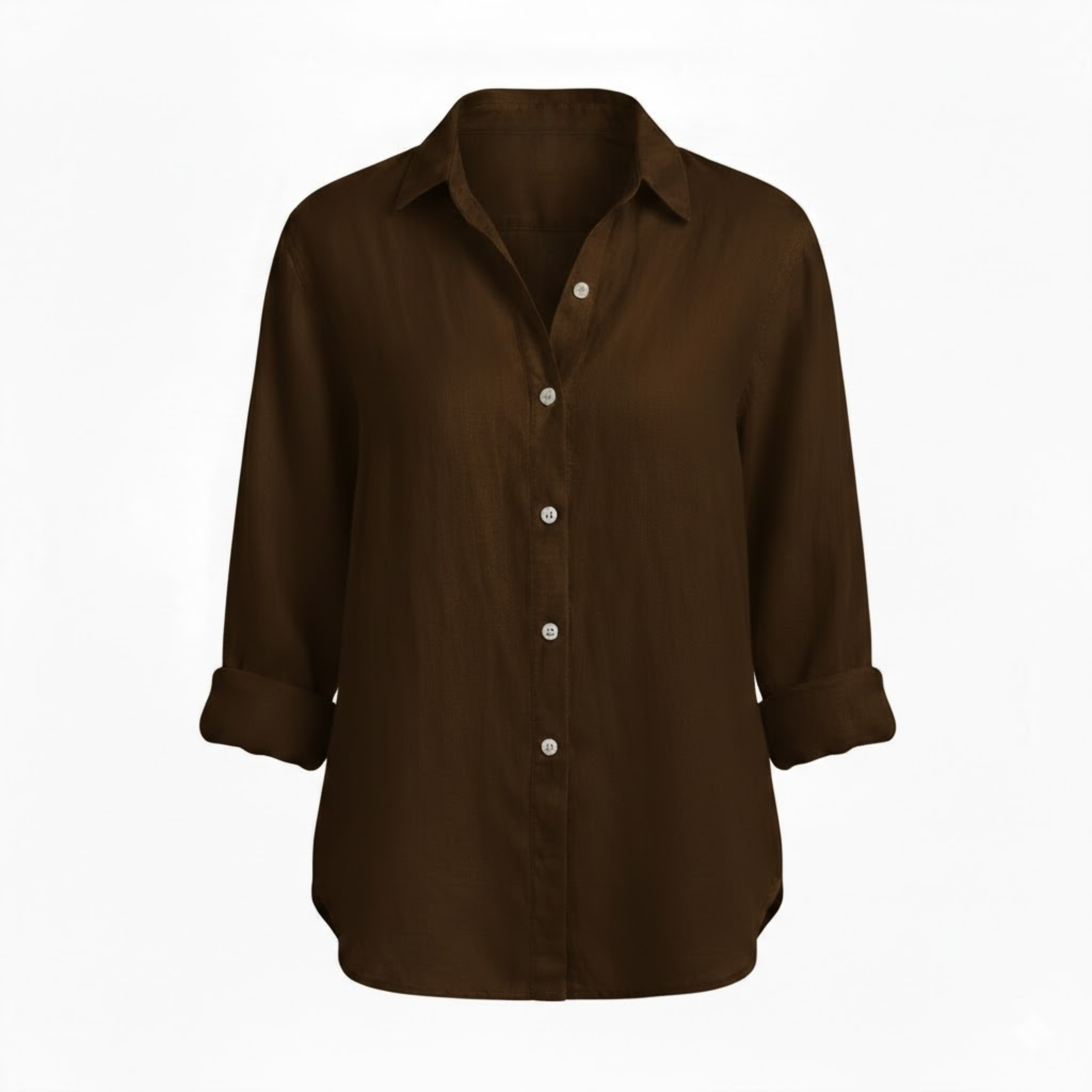 Women’s Cotton Linen Half Sleeve T-Shirt with Turn-Down Collar 8