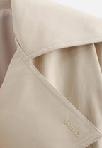 Women’s Cropped Double-Breasted Trench Coat with Belt and Lapel Collar 6