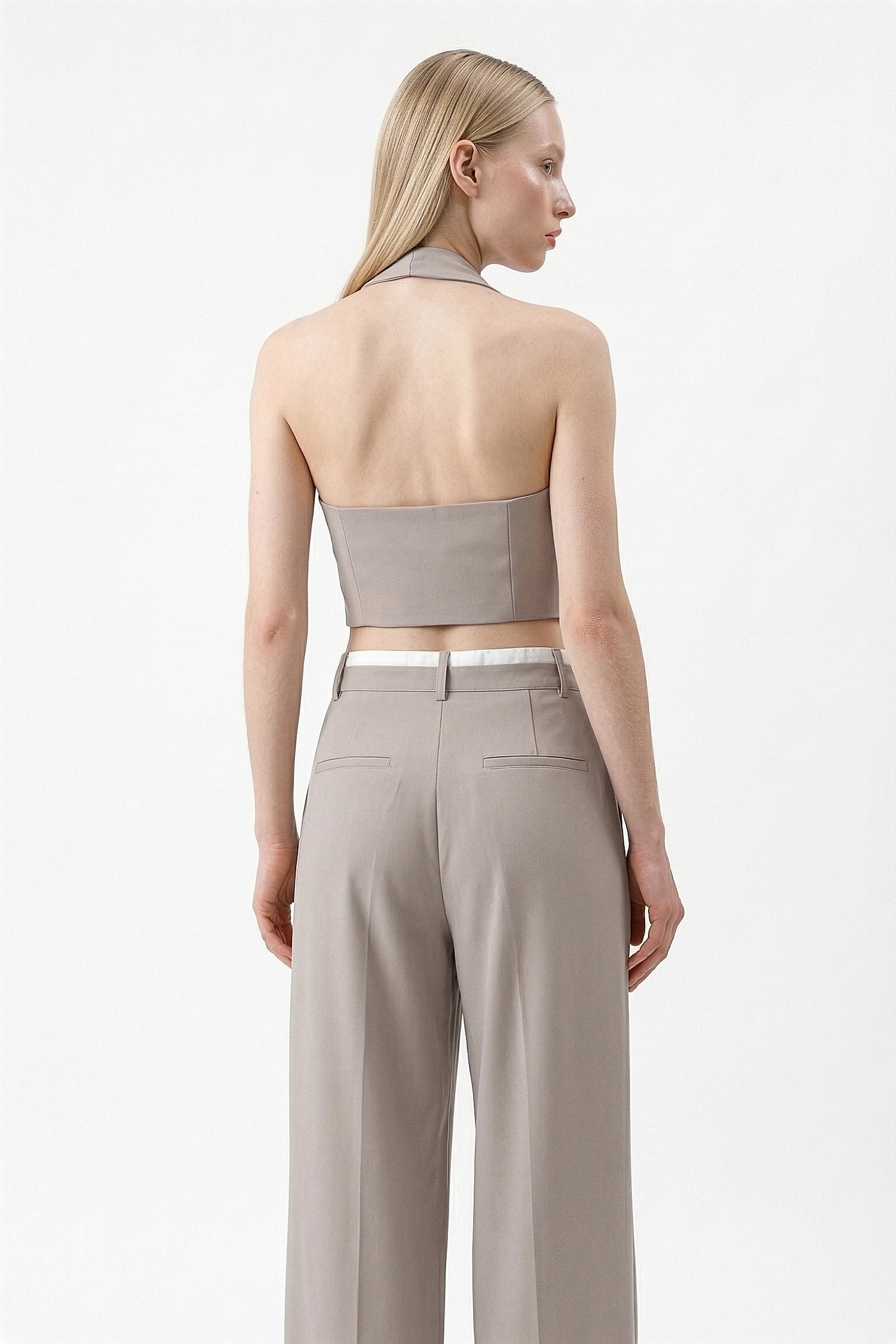 Women’s Cropped Halter Waistcoat and High-Waist Trouser Co Ord Set 3