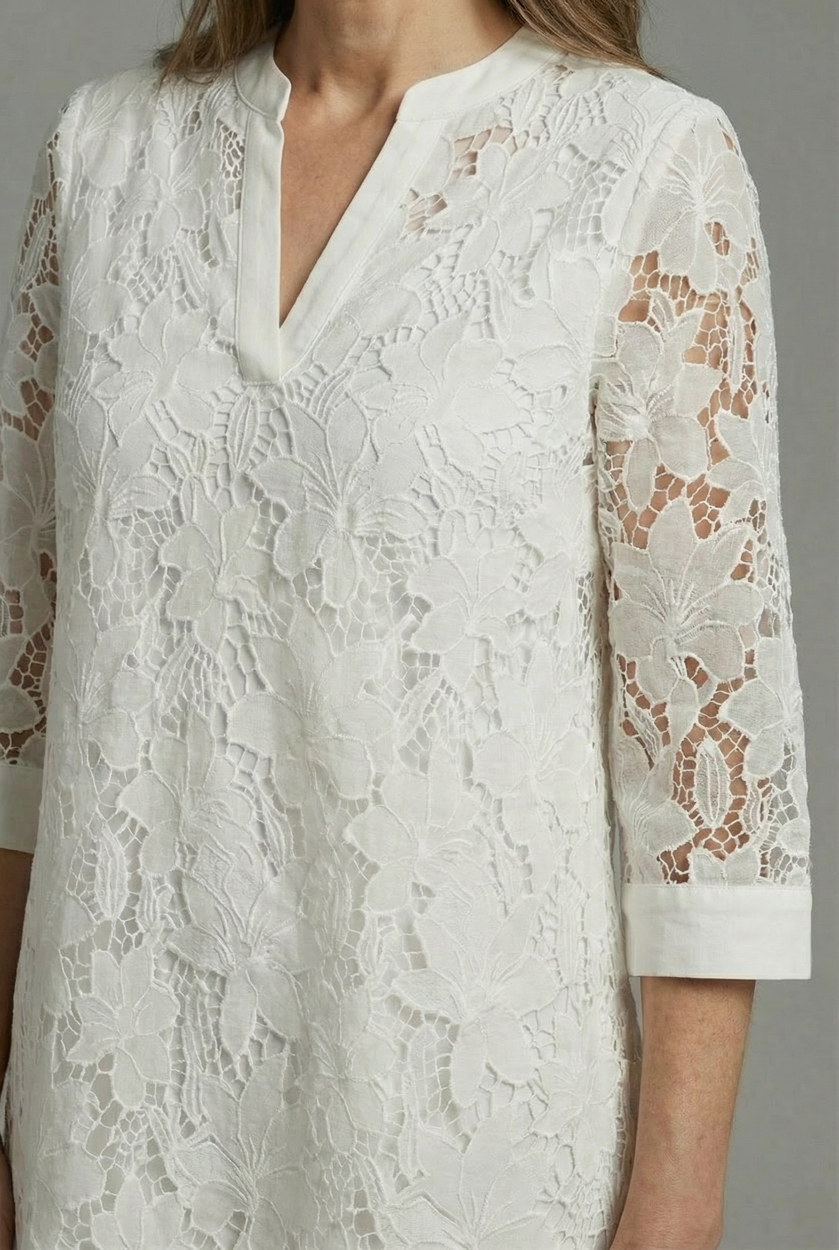 Women’s Embroidered Midi Dress with Lace Detail and Relaxed Fit 1