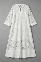 Women’s Embroidered Midi Dress with Lace Detail and Relaxed Fit 3
