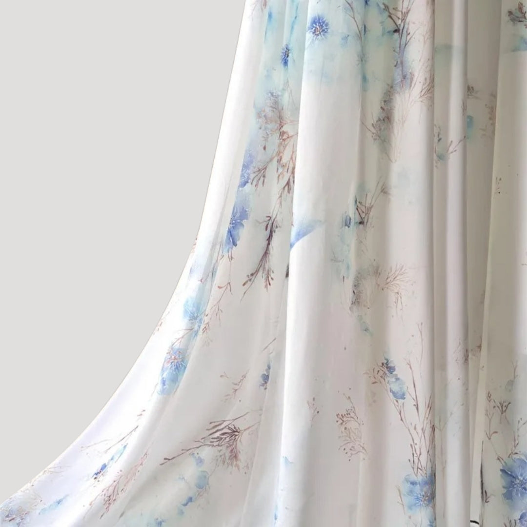 Women’s Floral Chiffon Maxi Dress with Long Sleeves and V-Neckline 3