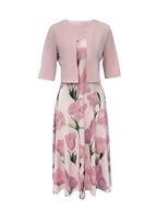 Women’s Floral Maxi Dress with Cropped Cardigan Set for Summer 1