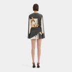 Women’s Floral Print Mini Dress with Twist Overlay and Flared Sleeves 1