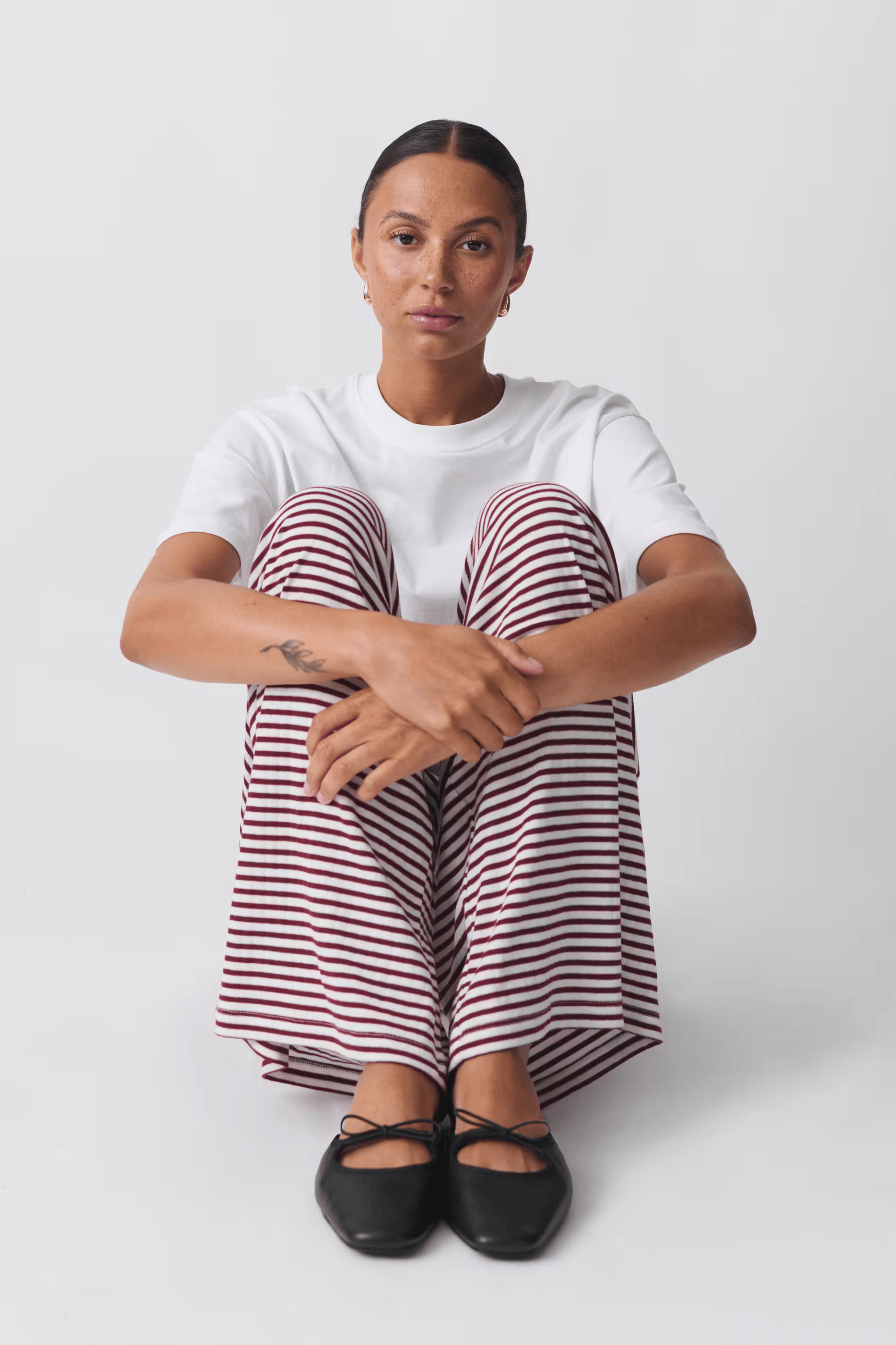 Women’s Full-Length Pants with Drawstring and Horizontal Stripes 2