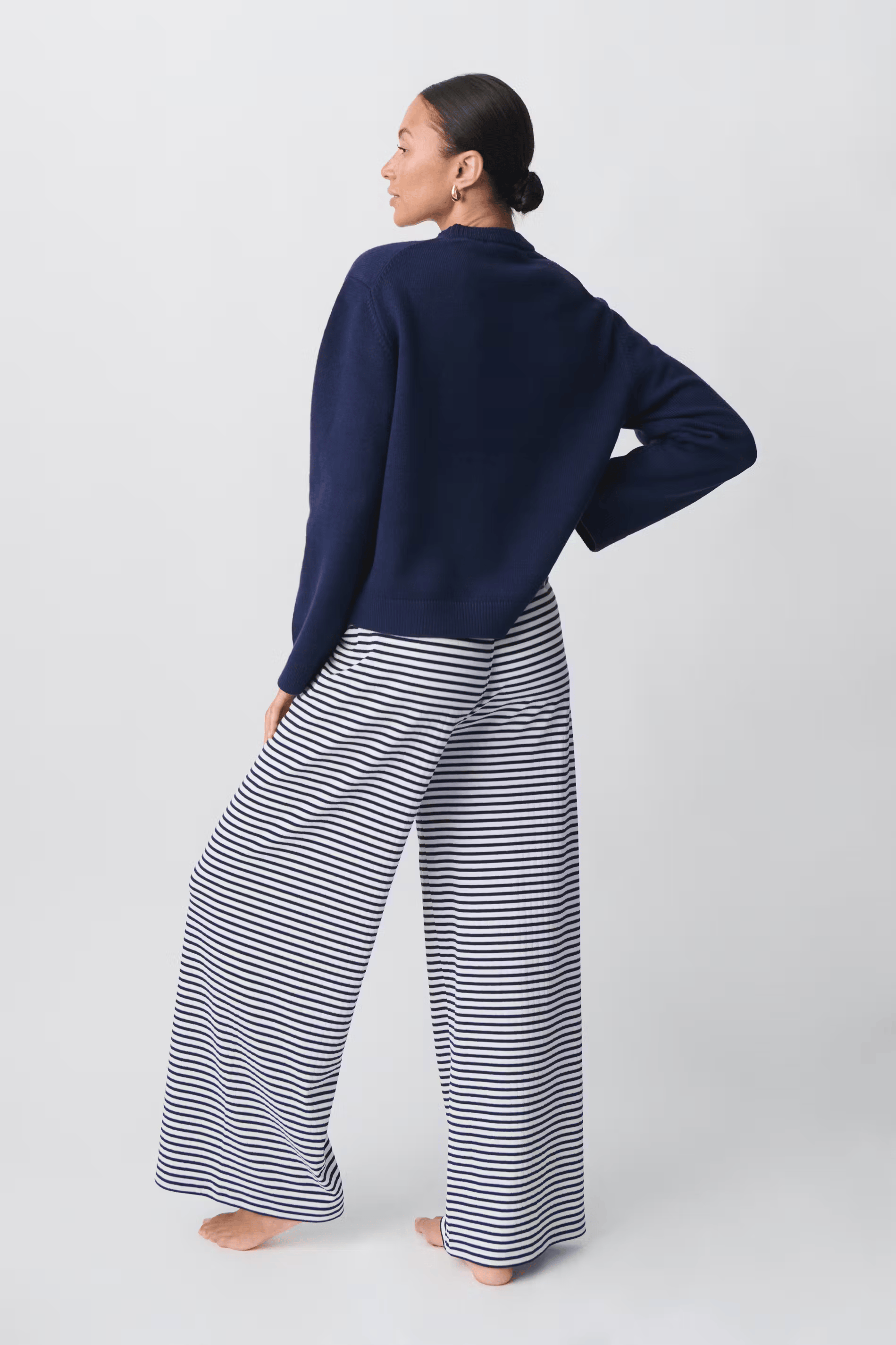 Women’s Full-Length Pants with Drawstring and Horizontal Stripes 5