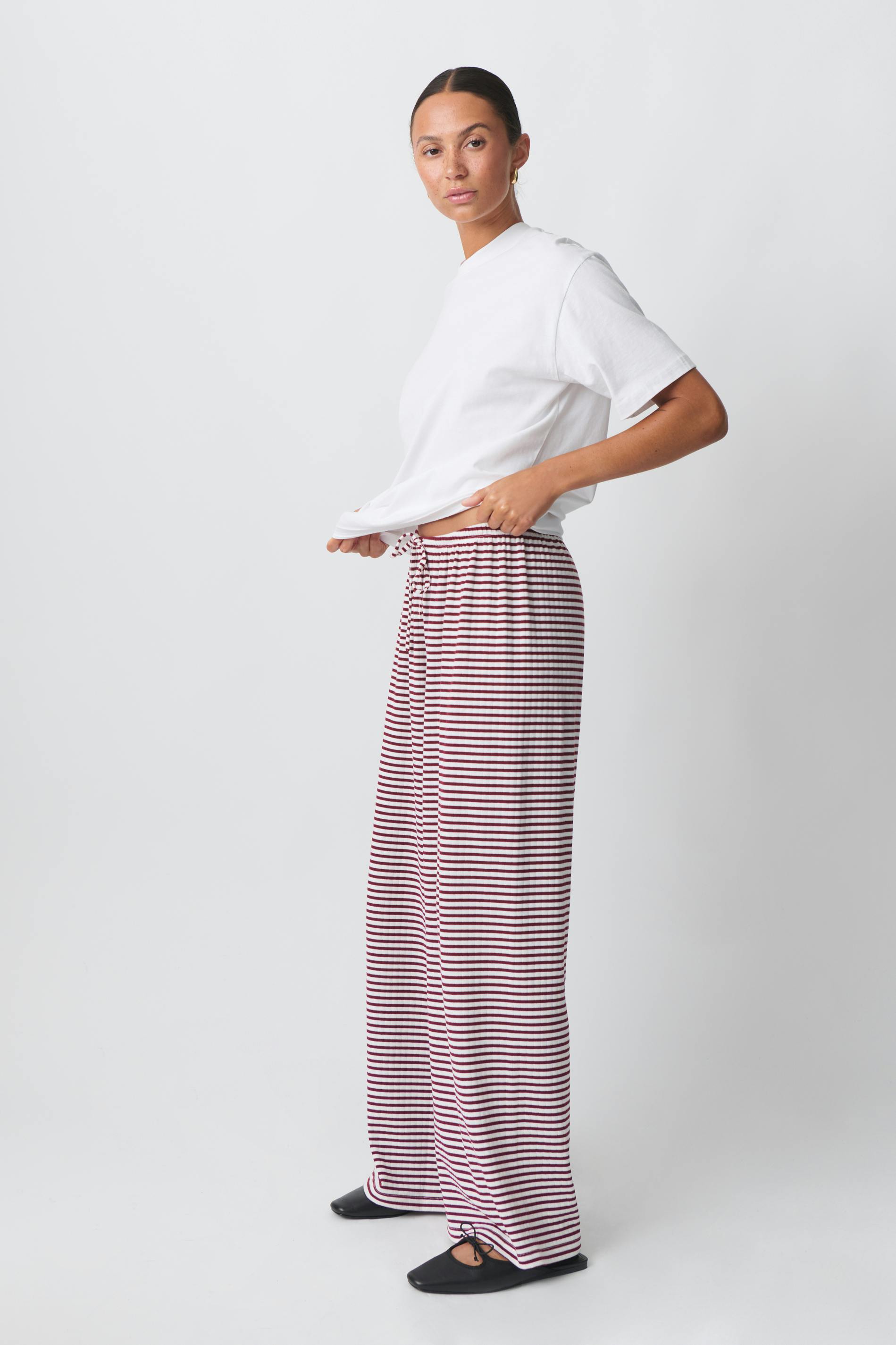 Women’s Full-Length Pants with Drawstring and Horizontal Stripes 7