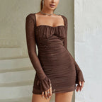 Women’s Glittery Square Neck Mini Dress with Fitted Silhouette 4