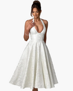 Women’s Halter Midi Dress with Flared Skirt for Wedding Guests and Summer Events 2
