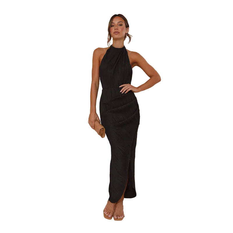 Women’s Halter Neck Wrap Skirt Dress with Front Slit for Summer and Formal Occasions 3
