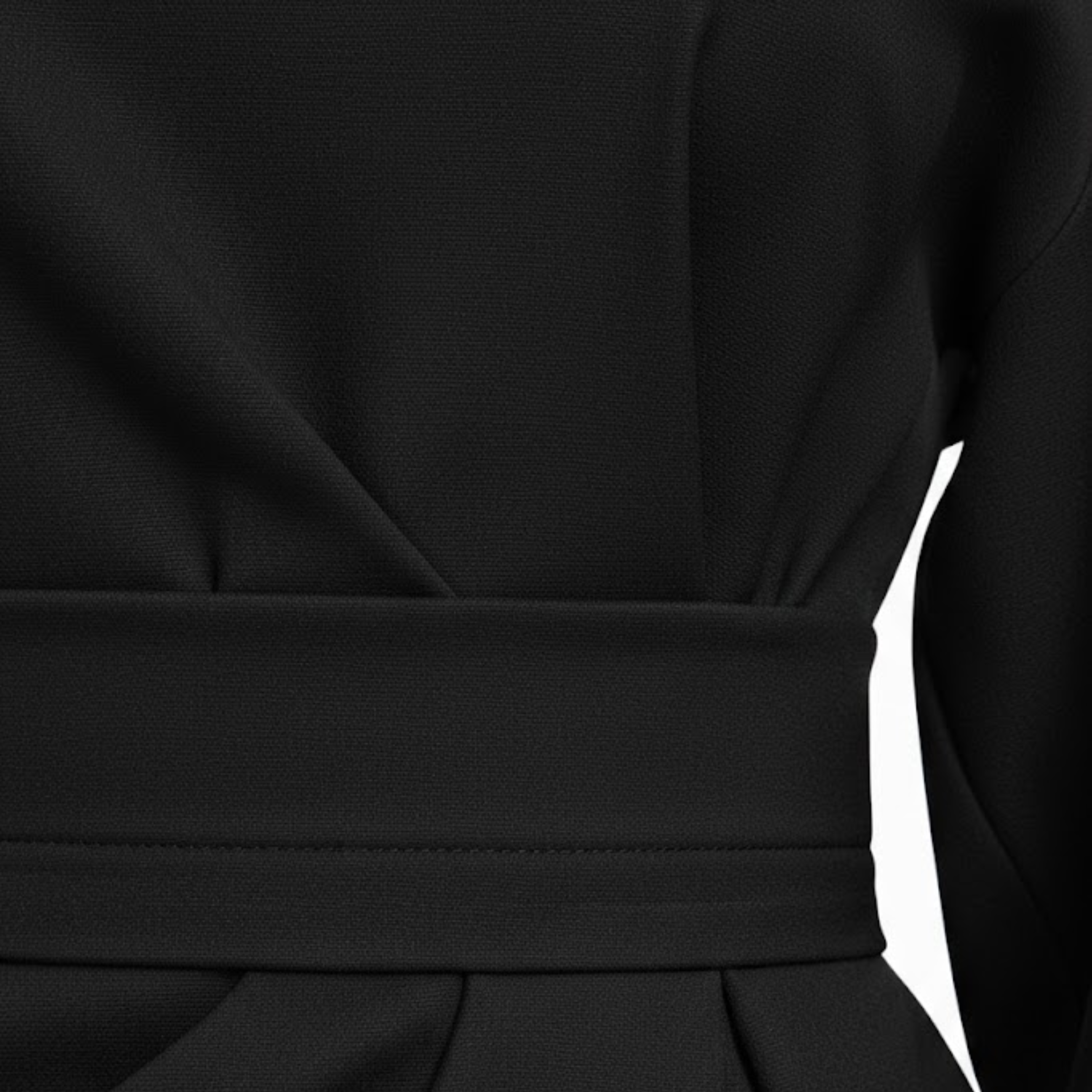 Women’s High-Waist A-Line Midi Dress with Batwing Kimono Sleeves in Black 7