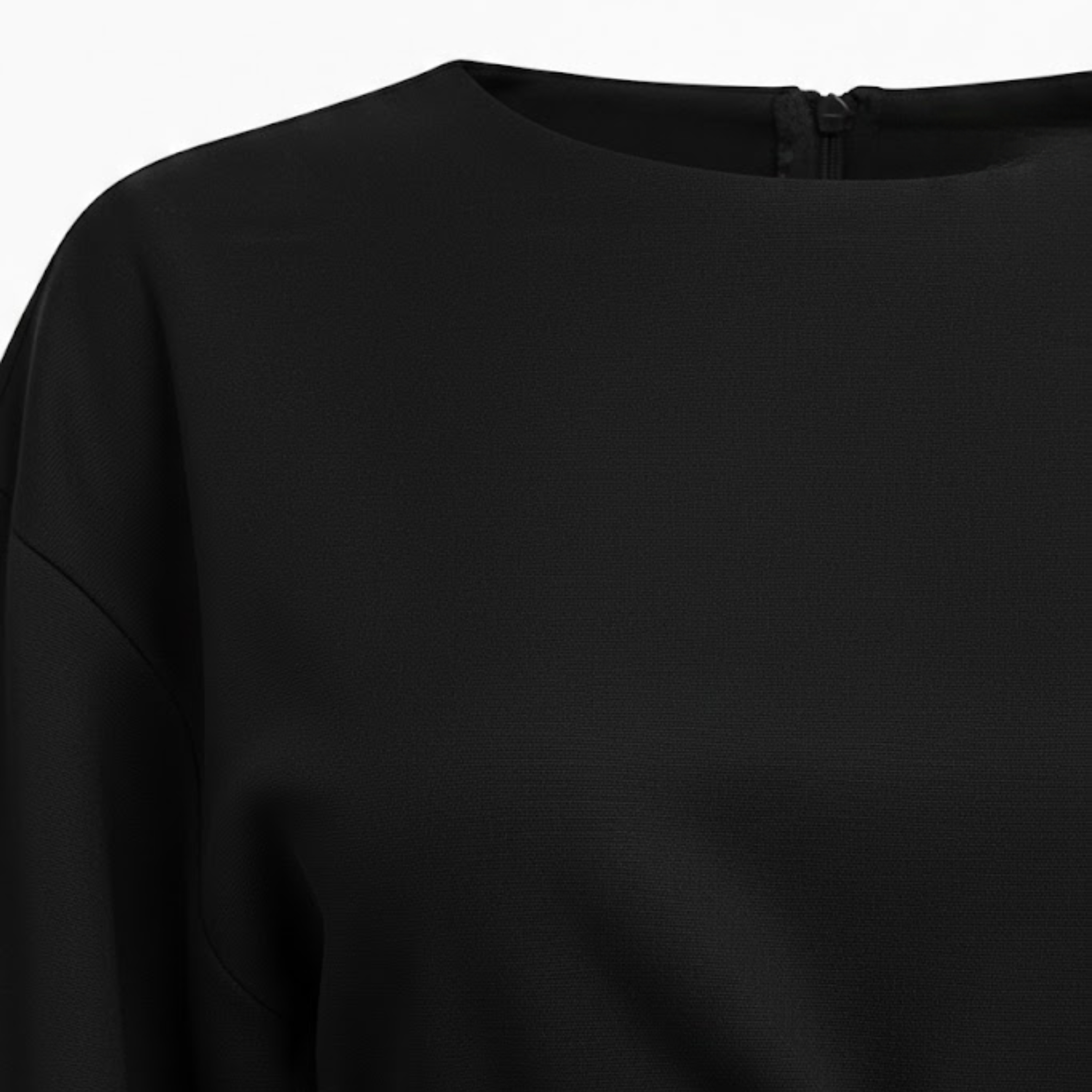 Women’s High-Waist A-Line Midi Dress with Batwing Kimono Sleeves in Black 8
